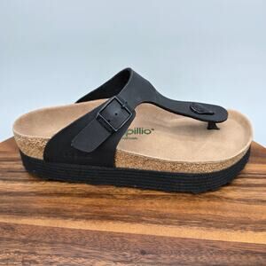 Papillio Birkenstock Gizeh Platform Sandals Womens 6 37 Black Vegan T Strap
